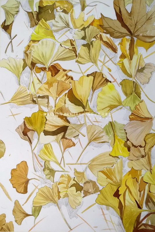 學(xué)繪畫(huà)畫(huà)水彩秋葉步驟圖12
